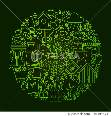Garden Line Icon Circle Concept 30493571
