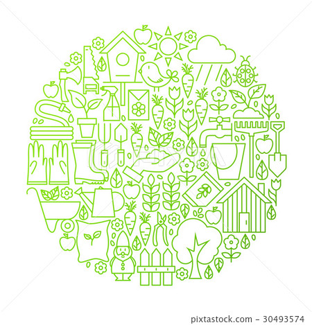 Garden Line Icon Circle Design Garden Line Icon Circle Design 30493574