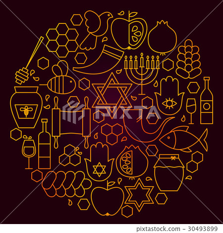 Rosh Hashanah Line Icon Concept 30493899