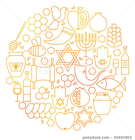 Rosh Hashanah Line Icon Circle Rosh Hashanah Line Icon Circle 30493903