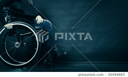 Woman invalid girl sitting on wheelchair Woman invalid girl sitting on wheelchair 30494665