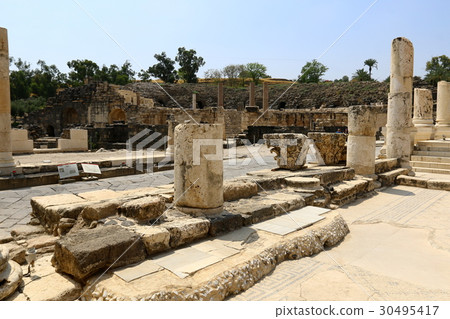 The ancient city of Beit She'an is located in the  30495417
