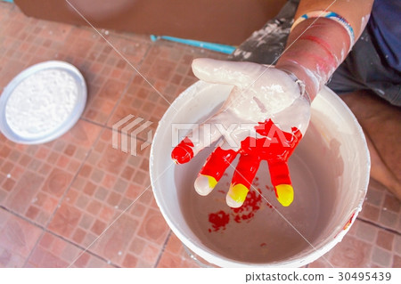 hand with colors mixed hand with colors mixed 30495439