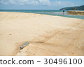 Garbage on the beach with tourist 30496100