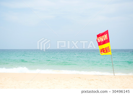 No swimming sign on the beach 30496145
