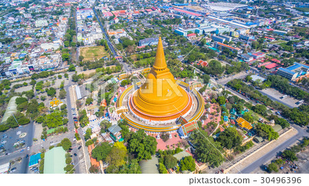 the big yellow pagoda in Nakorn Pathom the big yellow pagoda in Nakorn Pathom 30496396
