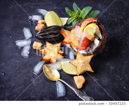 cocktail of tropical fruits cocktail of tropical fruits 30497235