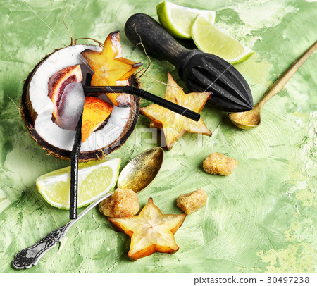 cocktail of tropical fruits cocktail of tropical fruits 30497238