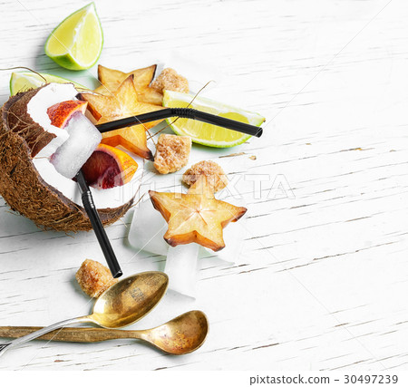 cocktail of tropical fruits cocktail of tropical fruits 30497239