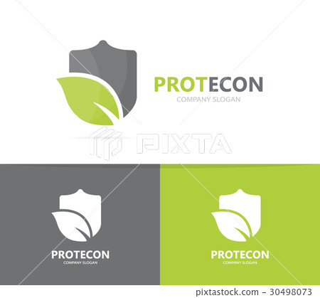 Vector of shield and leaf logo combination - Stock Illustration ...