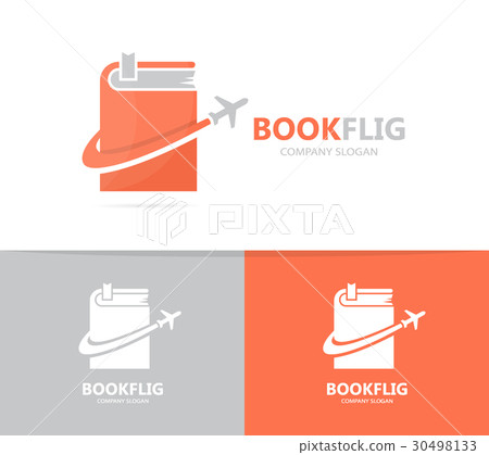 Vector of book and airplane logo combination 30498133