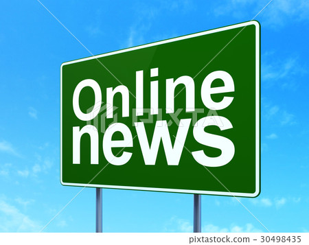 News concept: Online News on road sign background News concept: Online News on road sign background 30498435