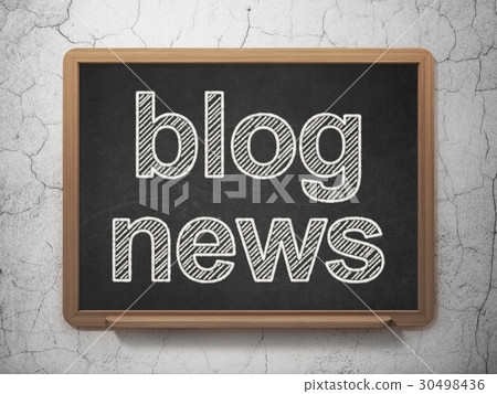 News concept: Blog News on chalkboard background 30498436
