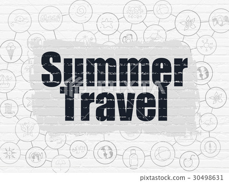 Travel concept: Summer Travel on wall background Travel concept: Summer Travel on wall background 30498631