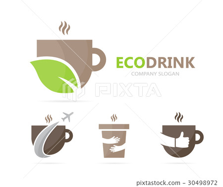 Vector of coffee and leaf logo combination. Drink Vector of coffee and leaf logo combination. Drink 30498972