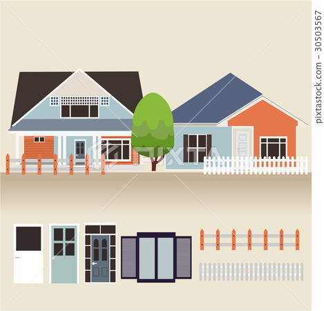 house exterior set icons vector illustration house exterior set icons vector illustration 30503567