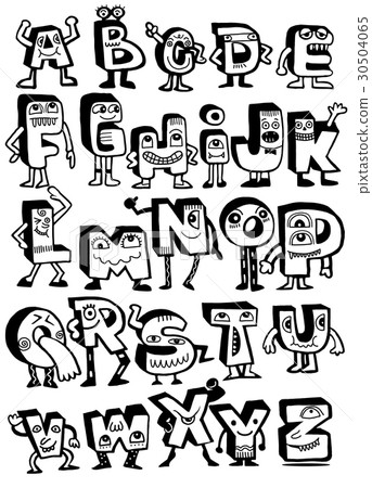 Hand drawn funny monster  letters - Stock Illustration  [30504065] - PIXTA