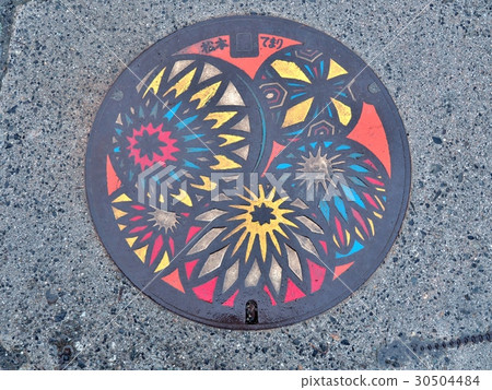 A manhole cover of Matsumoto city, Nagano, Japan. A manhole cover of Matsumoto city, Nagano, Japan. 30504484