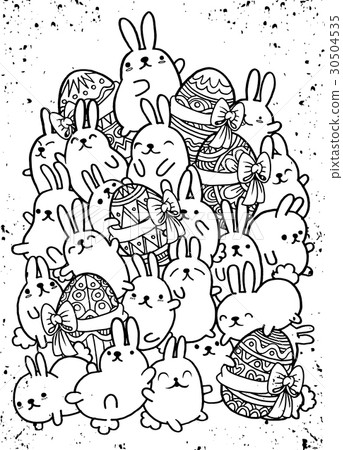 Easter hand drawn vector egg and rabbit. doodle -插圖素材 [30504535] - PIXTA圖庫