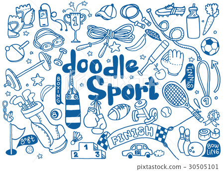 Hand drawn vector set of fitness and sport sign - Stock Illustration ...