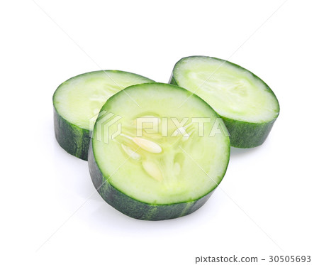 slice of cucumber isolated on white background 30505693