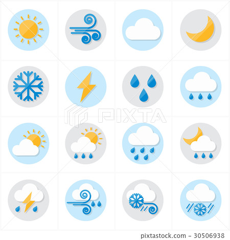 Flat Icons Weather Icons Vector Illustration Flat Icons Weather Icons Vector Illustration 30506938
