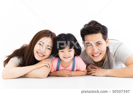 family with little girl playing on the floor family with little girl playing on the floor 30507397