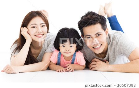 family with little girl playing on the floor family with little girl playing on the floor 30507398