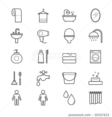 Bathroom and Toilet Icons Line Bathroom and Toilet Icons Line 30507833