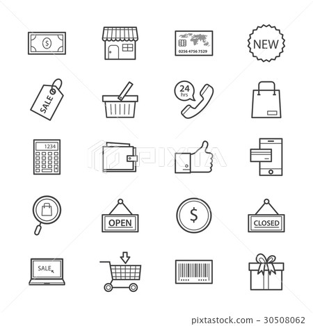 Shopping and Online Shopping Icons Line Shopping and Online Shopping Icons Line 30508062