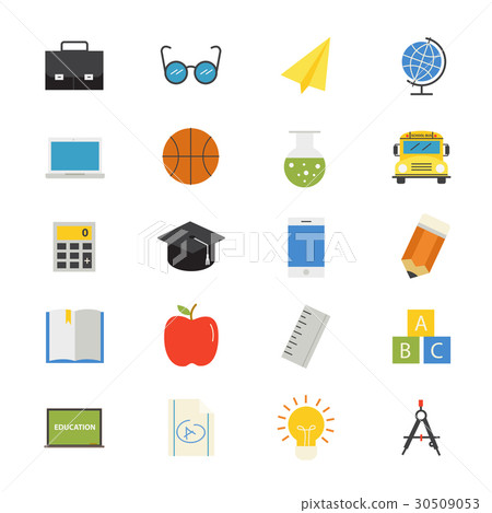 Education and School Flat Icons color - Stock Illustration [30509053 ...