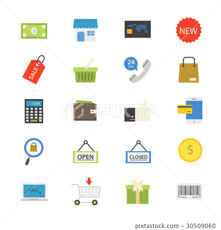 Shopping and Online Shopping Flat Icons color 30509060