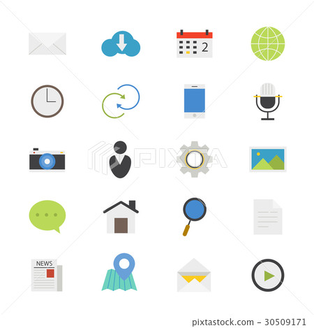 Internet Web and Mobile Flat Icons color Internet Web and Mobile Flat Icons color 30509171