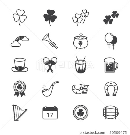 St Patricks Day Icons Line 30509475