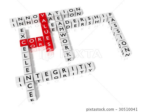 Crossword puzzle showing core values keywords 30510041