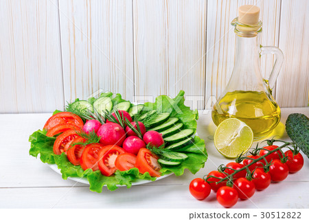 Cucumbers, radish, tomatoe cherry, olive oil, herb 30512822