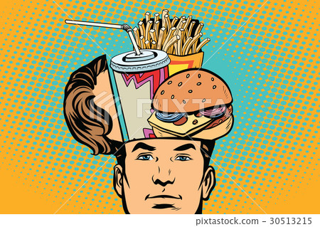 Man with an open head fast food 30513215