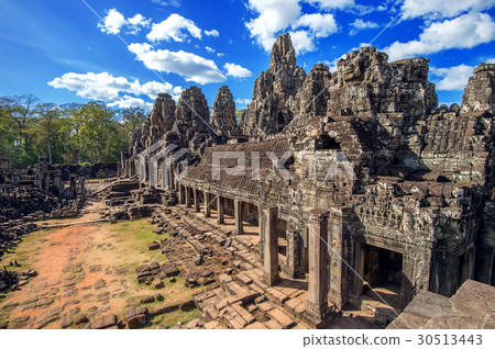Bayon Temple with giant stone faces, Angkor Wat. Bayon Temple with giant stone faces, Angkor Wat. 30513443