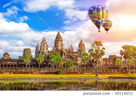 Angkor Wat Temple with balloon, Siem reap. 30514052