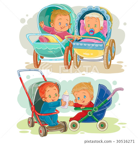 Set illustrations of little kids in a baby 30516271