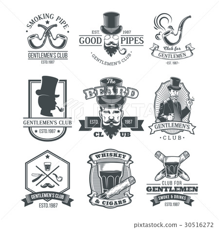 Set of vintage gentleman emblems, labels. Set of vintage gentleman emblems, labels. 30516272