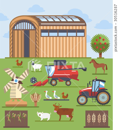 Set flat icons on farming and agriculture theme Set flat icons on farming and agriculture theme 30516287