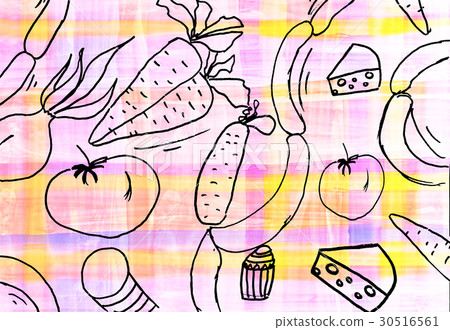Children's drawing of food background Children's drawing of food background 30516561