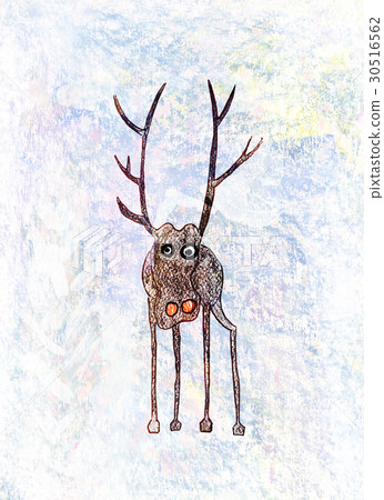 Childs drawing of a lonely deer 30516562
