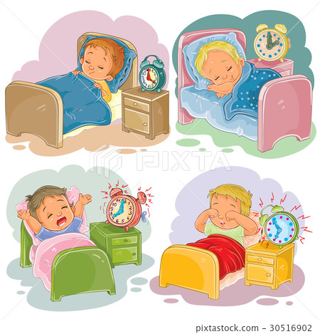 Set illustration babies sleep, morning awakening 30516902
