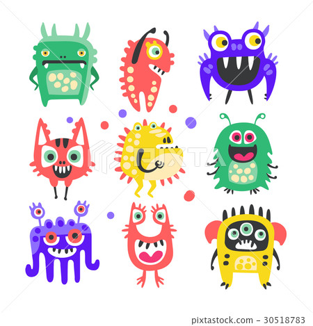 Friendly cartoon funny monsters and aliens set Friendly cartoon funny monsters and aliens set 30518783