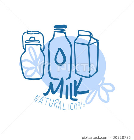 Milk natural product logo symbol. Colorful hand Milk natural product logo symbol. Colorful hand 30518785
