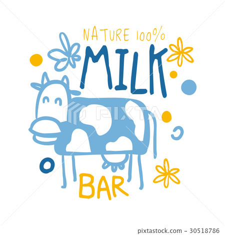 Nature milk bar logo symbol. Colorful hand drawn Nature milk bar logo symbol. Colorful hand drawn 30518786