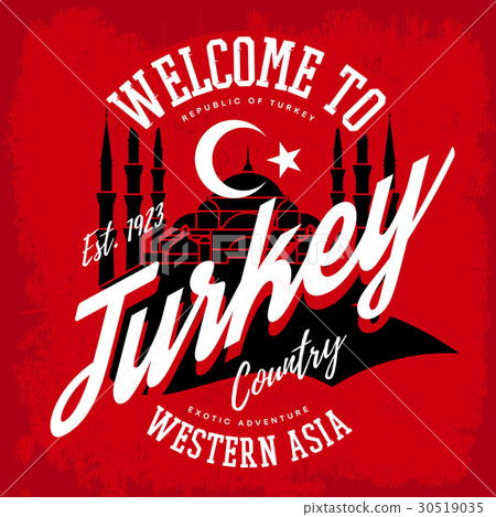 Turkey emblem or sign with muslim mosque Turkey emblem or sign with muslim mosque 30519035