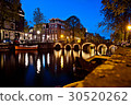 Night shot of canal of Amsterdam 30520262